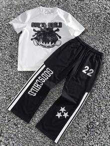 SU ER Men's Summer Crew Neck Casual T-Shirt And Casual Long Pants Set - White - View 4