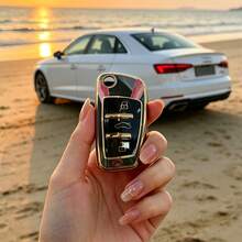 1pc Car Key Case-Edgy Print,Suitable For Audi A3 8P, A6 C6, Q3 8U, A1 8X, Q7 4L, TT 8J, R8 42.Advanced Soft-Touch, Does Not Block Signal, Unisex. - Audi 3 Button Model CA - View 8