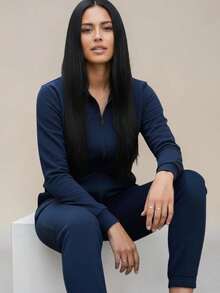 Women Two-Piece Outfits - Navy Blue - View 2