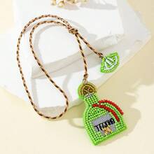 Handmade Beaded Ocean Vacation Style Matching Pair Pendant Bottle Lemon Cup Champagne Cup Coconut Tree Shape Fun Personalized Women's Bag Charm Versatile Accessory - Green - View 6
