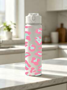 1pc/5pcs 750ml Soft Pink Leopard Print Sports Water Bottle, Flip Lid Design, Reusable Lightweight Leak-Proof Portable Travel Drinking Cup, Suitable For Daily Use And Outdoor Sports - Multi-color - Blue Leopard Print - View 9