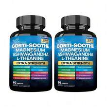 Miriyalyad Corti-Soothe 13 In 1 Supplement Capsules Extra Strength Magnesium Ashwagandha L-Theanine Complex With Lions Mane GABA Rhodiola Ginkgo Biloba Valerian Root 60 Capsules - 2PCS - 查看 1
