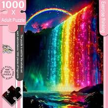 1000 Pieces Adult Mini Puzzle Box - This Precision-Cut Puzzle Is Adult Challenge Level And Scratch-Resistant. With A Dreamy Rainbow Waterfall Theme, It's High Difficulty And Suitable For Adults And Family Entertainment. It Can Be Used As DIY Decoration, Art Collection, And Is Also A Unique Gift For Halloween, Christmas And Brain Training. - Multicolor - View 9