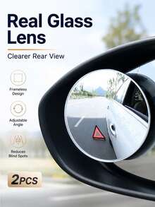 2pcs/4pcs Car Blind Spot Mirror, High-Definition Real Glass Rearview Mirror, Waterproof Wear-Resistant Adjustable Angle Mirror Sticker, Suitable For Most Car Side Mirrors, Reverse Observation, Lane Change Assistance And Daily Driving Field Of View Supplement - A - View 4