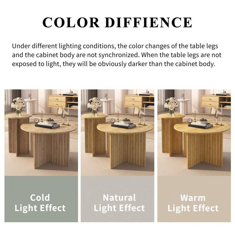 Coffee Table Natural Made Of Wood For Living Room - Natural - View 7