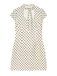 Vestido Mini de Poá para Mulheres Verão - Bege - Visão 6