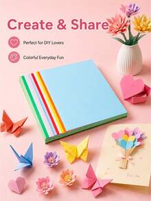 A4 Colored Handmade Paper, 10 Bright Mixed Colors 100 Sheets, 70g 210*297mm Colored Copy Paper, Suitable For Students Origami DIY Handmade Printing School Art Projects - Multiple Styles - View 3