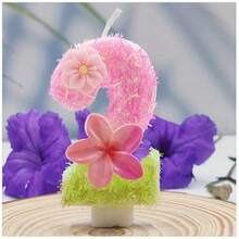1件雙花數字0-9蠟燭，創意手工蛋糕裝飾生日蠟燭，DIY蛋花蠟燭，適用派對蛋糕裝飾 - 查看 4