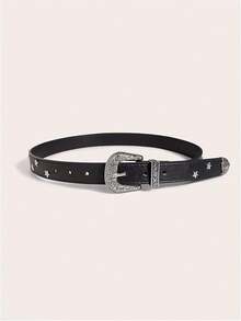 Star Studded Punk Belt, Vintage Distressed Buckle Waist Belt - Star Studs - View 2