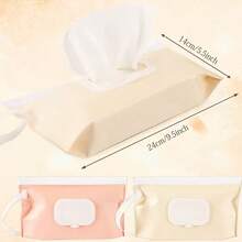 Solid Color Portable Wet Wipes Storage Bag, Press-To-Open Lid With Water-Lock And Dust-Proof Design, Convenient For Stroller Hanging, Great Helper For Outings With Baby, Plastic Flip-Top Dispensing Packaging Bag For Wet Wipes, Loose Tissue Bag For Baby Stroller - Multicolor - View 3