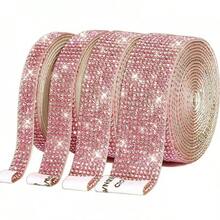 91.5cm/Rollo Tira de Strass Autoadhesiva, Adecuada para Ropa DIY, Zapatos, Sombreros, Tira de Strass Decorativa con Respaldo - negro - Ver 2