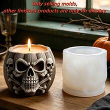 SUPWANPENG 1pc Resin Silicone Mold Halloween Vintage Striped Skull Bone Pumpkin Pot Shape DIY Handmade Casting Mold, Can Make Flower Pot, Pen Holder, Candle Holder, Key Storage Box, Suitable For Resin, Plaster, Clay, Cement, Concrete, Desktop Succulent Green Plant Decoration Ornament Mold, Perfect For Home Decor, Valentine's Day, Mother's Day, Father's Day, Christmas, Halloween Gift Handmade Mold - No W10045 Mold - View 2