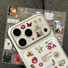 1 Sheet Y2K Vintage Embossed Stickers, Red Distressed Aesthetic Journal Stickers, DIY Decorative Decals For Phone & Tablet Camera Lens - 1 Pc - View 2