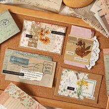 60pcs/Pack Vintage Floral Decorative Scrapbook Paper, DIY Collage Memo Pad - Multicolor - View 9