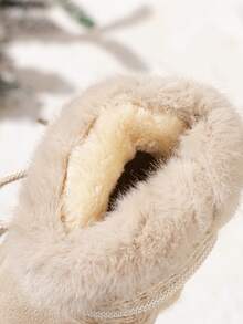 1 Pair Baby Girls' Thick Warm Snow Boots, Winter Stylish Snow Boots - Beige - View 6