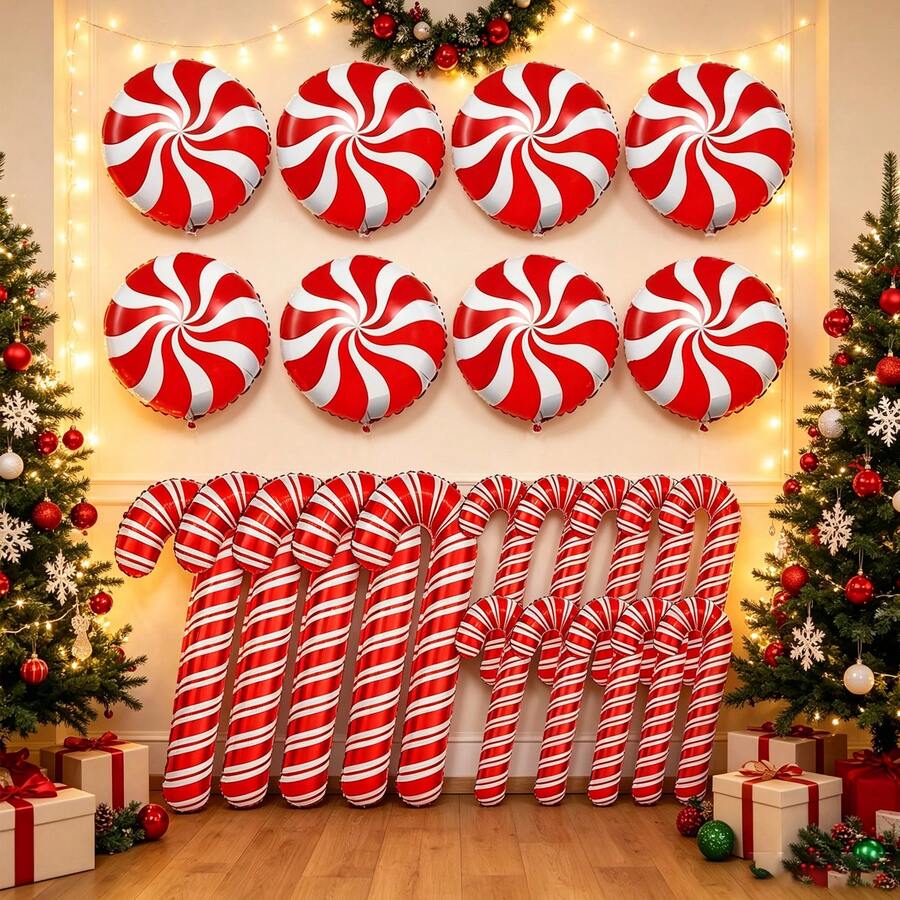 23pcs Christmas Windmill Balloon Set With Balloon Sticks, Christmas House Decoration, New Year Party Decor Balloons - Multicolor - View 1