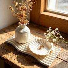 SILIKE LUFEI 3pcs Clay Silicone Mold Set: Long Wave Tray, Striped Vase & Shell Dish Decor Molds, Suitable For Resin, Plaster, Candle, Aromatherapy Products, Home Decor Display Silicone Molds - Silicone Mold - View 3