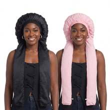 Syvvste 2pcs/Set Printed Cherry Long Hair Sleep Cap 2-In-1 Long Hair & Women's Sleep Cap & Soft, Breathable, Smooth & Knitted Cap Suitable For Hair Styling Care - A - View 11