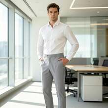 Light Gray Trajes Para Hombres Elegantes Solid Mint Green Classic Formal Suit Pants With Pockets Size XS-3XL - 淺灰色 - 查看 5