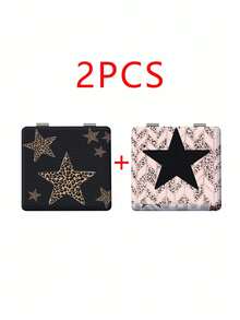 Millennium Y2K Series Foldable Lightweight Ultra-Thin Portable PU Leather Small Mirror, Suitable For All People And Multiple Occasions, Classic INS Style With Unique Leopard Print, Star, Lip Print, And Bow Design, Exquisite And Delicate, Convenient To Hold, 180° Flip Cover, Multi-Functional, Daily, Holiday, Birthday, Valentine's Day, Mother's Day, Partner Gift, Easy To Place And Store, Suitable For Various Occasions - Multicolor - View 36