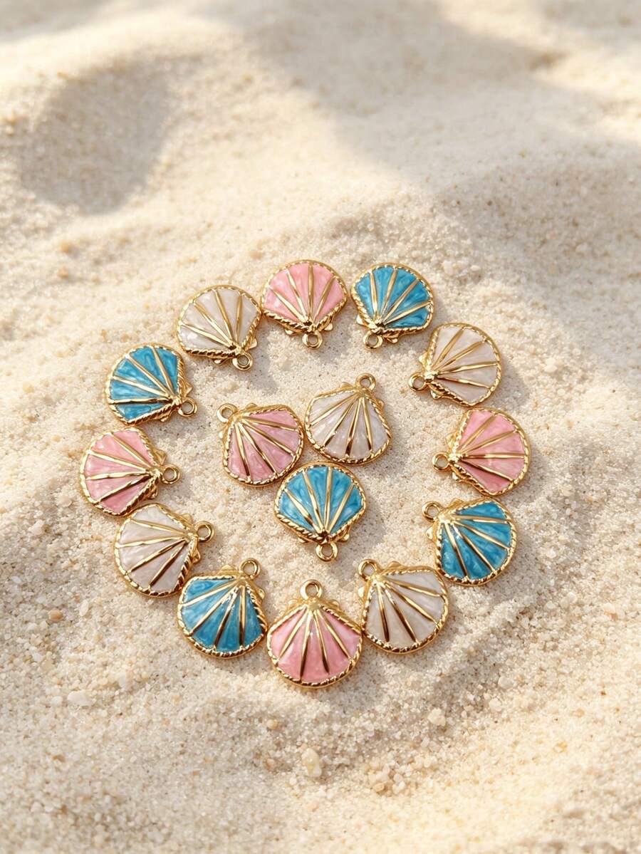5pcs Stainless Steel Small Shell Pendant Suitable For Vacation Wear - Multi-color - View 1