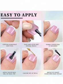 24pcs Wearable Toe Nail Stickers, Spring/Summer Nude Pink French Style - 淺粉色 - 查看 5