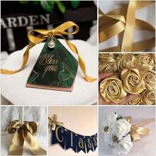 22m Champagne Gold Wedding Decoration Silk Satin Ribbon, Bouquet Packaging Bow Gift Box Ribbon, Suitable For Back To School Season And Valentine's Day - Multicolor - View 6
