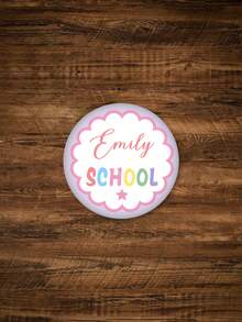 1pc Customized Personalized Round Badge With Rainbow Star Pattern, Can Print Custom Name, Suitable For First Day Of School, Brooch For School Return, Photo Prop, Back To School Outfit Accessory, Classroom Reward Decoration, Backpack, Jacket, Bag Decorative Badge, Birthday Gift, School Supplies, Back To School Gift - Multicolor - View 8