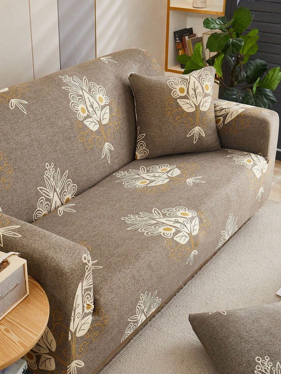 1pc Vintage Pattern Elastic Full Cover Sofa Slipcover (Pillow Case Not Included) Modern Style Polyester Fabric Machine Washable Water Washable All Season