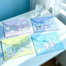4入組 Sanrio Kuromi、Cinnamoroll、Pompompurin、My Melody 耐用文件收納袋，按扣封口設計，加厚塑膠材質，適合辦公室、學校、居家與收納，桌面文件儲存，便攜外觀，安全按扣 - 彩色 - 查看 10