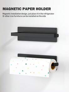 Magnetic Paper Towel Holder, Space-Saving Design, Storage For Paper Towels And Plastic Wrap, Suitable For Refrigerator, Washing Machine And Microwave - Easy To Remove And Install, Home Decor - Multicolor - View 1