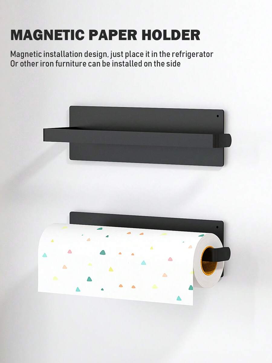 Magnetic Paper Towel Holder, Space-Saving Design, Storage For Paper Towels And Plastic Wrap, Suitable For Refrigerator, Washing Machine And Microwave - Easy To Remove And Install, Home Decor - Multicolor - View 1