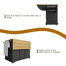 Multifunctional Folding Sideboard Black In Wood For Dining Room And Living Room - 黑色 - 查看 6