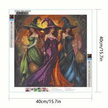 萬聖節女巫姐妹鑽石畫套組,15.75x15.75 英吋圓形壓克力卡通主題 DIY 手作,主材質鑽石,居家裝飾與禮品 - 套裝 - 查看 4