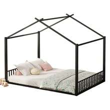 Kids Bed Frame House Shape - 140 X 200 Cm - White - 黑色 - 查看 5