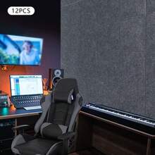 12Pcs High-Density Soundproof Panels, Sound-Insulating Panels, Sound Absorbing - Dark Grey - View 2