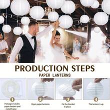 21PCS/Set, White Wedding Paper Lantern Set, Suitable For Graduation, Romantic Wedding, Engagement, Birthday Party - White Paper Lantern - View 3