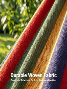 1pc Portable Outdoor Hanging Chair, Wear-Resistant Breathable Canvas Material Leisure Rocking Chair (Includes Installation Rope), Colorful Striped Bohemian Style, Hanging Round Seat With Wide Backrest Design, Comfortable Body Wrapping And Space-Saving, Home Outdoor Swing Chair, Suitable For Garden, Yard, Balcony, Picnic, Birthday Party, Summer Activities - Multicolor - View 2