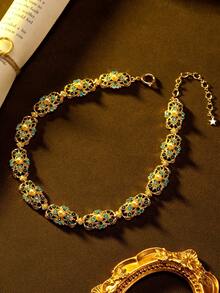 1pc Bracelet 1pc Necklace Women's Fashion Jewelry Hollow Design Palace Luxury Elegant Victorian High-End Set Suitable For Banquet Party Daily Wear - Multicolor - View 3