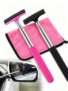 Side Rearview Mirror Wiper, Car Rearview Mirror Wiper, Portable Interior/Exterior Car Cleaning Towel Tool, Rain/Fog Weather Car Accessory, Portable Car Window Cleaning Brush, Snow Removal Brush - A - View 2