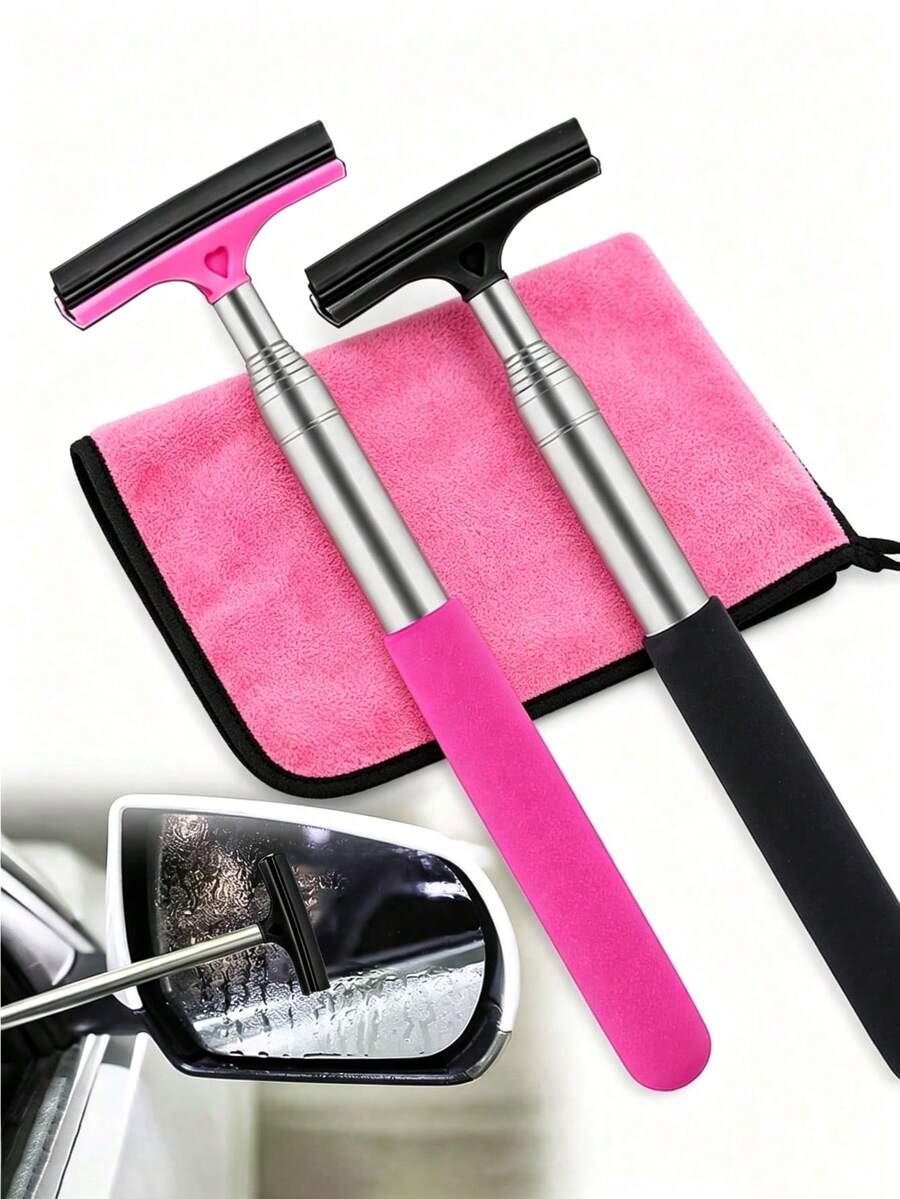 Side Rearview Mirror Wiper, Car Rearview Mirror Wiper, Portable Interior/Exterior Car Cleaning Towel Tool, Rain/Fog Weather Car Accessory, Portable Car Window Cleaning Brush, Snow Removal Brush