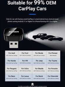XUDA 2026 新款 2合1 無線 CarPlay / Android Auto 超迷你轉接器 - 2.4-5.0 GHz WiFi 5 Carplay 轉換器，有線轉無線，快速自動連接，無延遲，緊湊設計，附 USB/USB-C 接口，無電池 - C - 查看 11