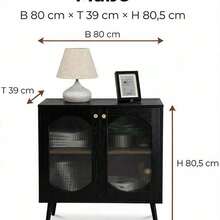 Techigher Sideboard Kitchen Storage Cabinet With 2 Glass Doors, Modern Buffet Cupboard & Side Table For Dining Room, Entryway Console Cabinet For Living Room, 80x39x80.5cm - Multicolor - View 4
