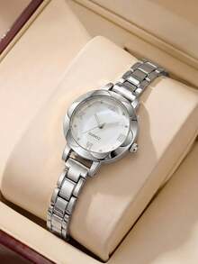 1pc/Set Children's Compact Fashion Arabic Numeral Dial Steel Band Quartz Watch, Suitable For Birthday Gift, Year-End , Cyber Monday - Gold - View 3