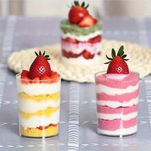 10/50/100pcs 100ml Straight Cylinder Transparent Plastic Mousse Cups, Durable Clear Dessert Cups For Tiramisu, Pudding, Jelly, Cheesecake, Suitable For Weddings, Birthdays, Buffet Parties And Dessert Tables - Transparent - View 3