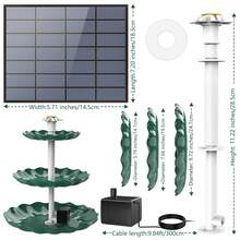 3.5W Solar Bird Bath Fountain, 3-Tiered Waterfall With 9 Water Streams, DIY Detachable Solar Pump Lightweight Resin Plastic For Garden Outdoor Bird Feeder Decor,Garden Stuff,Gardening Supplies - Green - View 7