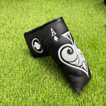 Ace Of Spades Putter Cover, Black & White Poker Embroidery Style, Secure Closure, Thick Padded PU Material, Fits Straight Shaft Putters, Unisex Golf Headcover - Black - View 5