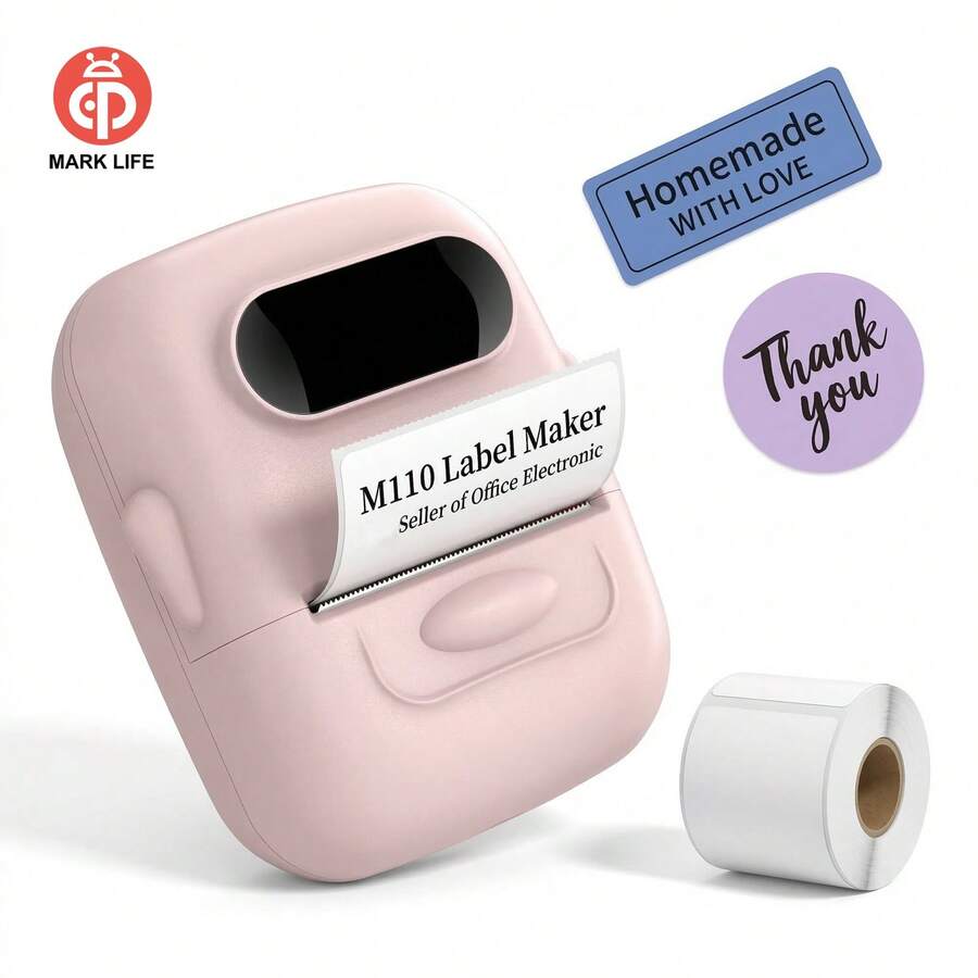 Marklife P50 White Portable Label Printer, Equipped With 40x30mm Thermal Paper, Suitable For Small Business, Office Documents And Home Organization Name Label Printing. Can Connect To Computer And Smartphone.