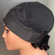 Short Curly Elf Short Hair Human Hair Wig Machine Made Headband Wig Human Hair Wig Black Wig Elf Short Hair Wig For Women Daily Party Coser Use - Natural Black - View 5
