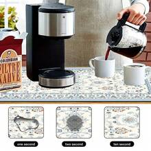1pc Dish Drying Mat, Coffee Machine Mat, Elegant Blue And White Floral Pattern Table Mat With Absorbent Design, Suitable For Cafe And Home Use, Multi-Purpose Drainage Mat, Home Gift, Desktop Decor - XYLSD656 - View 10